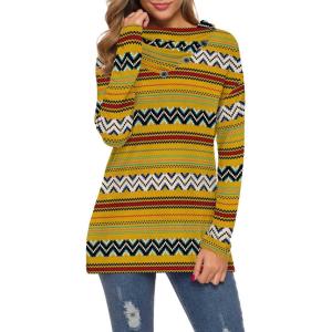 imageWEACZZY Womens Long Sleeve Shirts Button Cowl Neck Casual Loose Tunic Tops Blouse Dressy Fall Fashion 2025Stripe Yellow