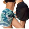 image2 Pieces Swimsuit Cover Ups for Women Sarong Beach Wrap Bathing Suit Sheer Short Skirt Bikini Chiffon Scarf for SwimwearBlack and Green Banana Leafprinted