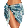 image2 Pieces Swimsuit Cover Ups for Women Sarong Beach Wrap Bathing Suit Sheer Short Skirt Bikini Chiffon Scarf for SwimwearBlack and Green Banana Leafprinted