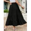imageBerydress Long Skirts for Women Trendy Elastic Waist Flowy Summer Ankle Length Boho Flared A Line Tiered Maxi SkirtBlack