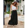 imageBerydress Long Skirts for Women Trendy Elastic Waist Flowy Summer Ankle Length Boho Flared A Line Tiered Maxi SkirtBlack