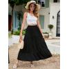 imageBerydress Long Skirts for Women Trendy Elastic Waist Flowy Summer Ankle Length Boho Flared A Line Tiered Maxi SkirtBlack
