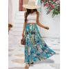 imageBerydress Long Skirts for Women Trendy Elastic Waist Flowy Summer Ankle Length Boho Flared A Line Tiered Maxi SkirtBlue Floral