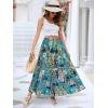 imageBerydress Long Skirts for Women Trendy Elastic Waist Flowy Summer Ankle Length Boho Flared A Line Tiered Maxi SkirtBlue Floral