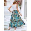 imageBerydress Long Skirts for Women Trendy Elastic Waist Flowy Summer Ankle Length Boho Flared A Line Tiered Maxi SkirtBlue Floral