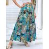 imageBerydress Long Skirts for Women Trendy Elastic Waist Flowy Summer Ankle Length Boho Flared A Line Tiered Maxi SkirtBlue Floral