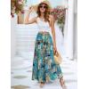imageBerydress Long Skirts for Women Trendy Elastic Waist Flowy Summer Ankle Length Boho Flared A Line Tiered Maxi SkirtBlue Floral