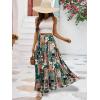 imageBerydress Long Skirts for Women Trendy Elastic Waist Flowy Summer Ankle Length Boho Flared A Line Tiered Maxi SkirtDark Green Floral