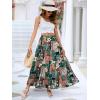 imageBerydress Long Skirts for Women Trendy Elastic Waist Flowy Summer Ankle Length Boho Flared A Line Tiered Maxi SkirtDark Green Floral