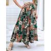 imageBerydress Long Skirts for Women Trendy Elastic Waist Flowy Summer Ankle Length Boho Flared A Line Tiered Maxi SkirtDark Green Floral