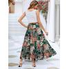 imageBerydress Long Skirts for Women Trendy Elastic Waist Flowy Summer Ankle Length Boho Flared A Line Tiered Maxi SkirtDark Green Floral