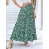 imageBerydress Long Skirts for Women Trendy Elastic Waist Flowy Summer Ankle Length Boho Flared A Line Tiered Maxi SkirtGreen Floral