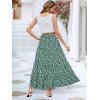 imageBerydress Long Skirts for Women Trendy Elastic Waist Flowy Summer Ankle Length Boho Flared A Line Tiered Maxi SkirtGreen Floral