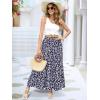 imageBerydress Long Skirts for Women Trendy Elastic Waist Flowy Summer Ankle Length Boho Flared A Line Tiered Maxi SkirtNavy Floral