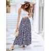 imageBerydress Long Skirts for Women Trendy Elastic Waist Flowy Summer Ankle Length Boho Flared A Line Tiered Maxi SkirtNavy Floral