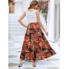 imageBerydress Long Skirts for Women Trendy Elastic Waist Flowy Summer Ankle Length Boho Flared A Line Tiered Maxi SkirtOrange Floral
