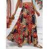 imageBerydress Long Skirts for Women Trendy Elastic Waist Flowy Summer Ankle Length Boho Flared A Line Tiered Maxi SkirtOrange Floral