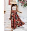 imageBerydress Long Skirts for Women Trendy Elastic Waist Flowy Summer Ankle Length Boho Flared A Line Tiered Maxi SkirtOrange Floral