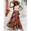 imageBerydress Long Skirts for Women Trendy Elastic Waist Flowy Summer Ankle Length Boho Flared A Line Tiered Maxi SkirtOrange Floral
