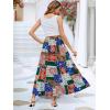 imageBerydress Long Skirts for Women Trendy Elastic Waist Flowy Summer Ankle Length Boho Flared A Line Tiered Maxi SkirtPatchwork