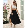 imageBerydress Long Skirts for Women with Pockets Trendy Elastic High Waist Flowy Swing A Line Ruffle Tiered Maxi SkirtBlack