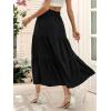 imageBerydress Long Skirts for Women with Pockets Trendy Elastic High Waist Flowy Swing A Line Ruffle Tiered Maxi SkirtBlack
