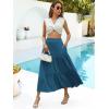 imageBerydress Long Skirts for Women with Pockets Trendy Elastic High Waist Flowy Swing A Line Ruffle Tiered Maxi SkirtBlue