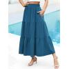 imageBerydress Long Skirts for Women with Pockets Trendy Elastic High Waist Flowy Swing A Line Ruffle Tiered Maxi SkirtBlue