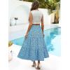 imageBerydress Long Skirts for Women with Pockets Trendy Elastic High Waist Flowy Swing A Line Ruffle Tiered Maxi SkirtBlue Floral