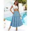 imageBerydress Long Skirts for Women with Pockets Trendy Elastic High Waist Flowy Swing A Line Ruffle Tiered Maxi SkirtBlue Floral