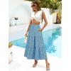 imageBerydress Long Skirts for Women with Pockets Trendy Elastic High Waist Flowy Swing A Line Ruffle Tiered Maxi SkirtBlue Floral