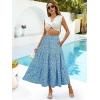 imageBerydress Long Skirts for Women with Pockets Trendy Elastic High Waist Flowy Swing A Line Ruffle Tiered Maxi SkirtBlue Floral