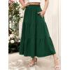 imageBerydress Long Skirts for Women with Pockets Trendy Elastic High Waist Flowy Swing A Line Ruffle Tiered Maxi SkirtDark Green