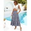 imageBerydress Long Skirts for Women with Pockets Trendy Elastic High Waist Flowy Swing A Line Ruffle Tiered Maxi SkirtNavy Floral