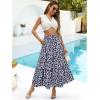 imageBerydress Long Skirts for Women with Pockets Trendy Elastic High Waist Flowy Swing A Line Ruffle Tiered Maxi SkirtNavy Floral