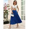 imageBerydress Long Skirts for Women with Pockets Trendy Elastic High Waist Flowy Swing A Line Ruffle Tiered Maxi SkirtRoyal Blue