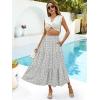 imageBerydress Long Skirts for Women with Pockets Trendy Elastic High Waist Flowy Swing A Line Ruffle Tiered Maxi SkirtWhite Floral
