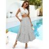 imageBerydress Long Skirts for Women with Pockets Trendy Elastic High Waist Flowy Swing A Line Ruffle Tiered Maxi SkirtWhite Floral