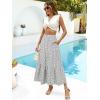 imageBerydress Long Skirts for Women with Pockets Trendy Elastic High Waist Flowy Swing A Line Ruffle Tiered Maxi SkirtWhite Floral