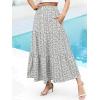 imageBerydress Long Skirts for Women with Pockets Trendy Elastic High Waist Flowy Swing A Line Ruffle Tiered Maxi SkirtWhite Floral