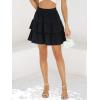 imageBerydress Ruffle Mini Skirts for Women 2025 High Waist Flowy Summer Vacation Casual Beach Boho Tiered Short SkirtBlack