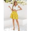 imageBerydress Ruffle Mini Skirts for Women 2025 High Waist Flowy Summer Vacation Casual Beach Boho Tiered Short SkirtYellow Floral