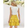 imageBerydress Ruffle Mini Skirts for Women 2025 High Waist Flowy Summer Vacation Casual Beach Boho Tiered Short SkirtYellow Floral
