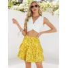 imageBerydress Ruffle Mini Skirts for Women 2025 High Waist Flowy Summer Vacation Casual Beach Boho Tiered Short SkirtYellow Floral