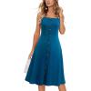 imageBerydress Womens Casual Beach Summer Dresses 2025 Solid Cotton Flattering ALine Spaghetti Strap Button Down Midi SundressDark Cyan