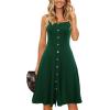 imageBerydress Womens Casual Beach Summer Dresses 2025 Solid Cotton Flattering ALine Spaghetti Strap Button Down Midi SundressDark Green