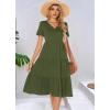imageBerydress Womens Casual Summer Tiered Midi Dress 2025 Short Sleeve VNeck Loose Cotton Ruffle Babydoll Dress Boho SundressArmy Green