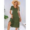imageBerydress Womens Casual Summer Tiered Midi Dress 2025 Short Sleeve VNeck Loose Cotton Ruffle Babydoll Dress Boho SundressArmy Green