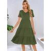 imageBerydress Womens Casual Summer Tiered Midi Dress 2025 Short Sleeve VNeck Loose Cotton Ruffle Babydoll Dress Boho SundressArmy Green