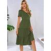 imageBerydress Womens Casual Summer Tiered Midi Dress 2025 Short Sleeve VNeck Loose Cotton Ruffle Babydoll Dress Boho SundressArmy Green